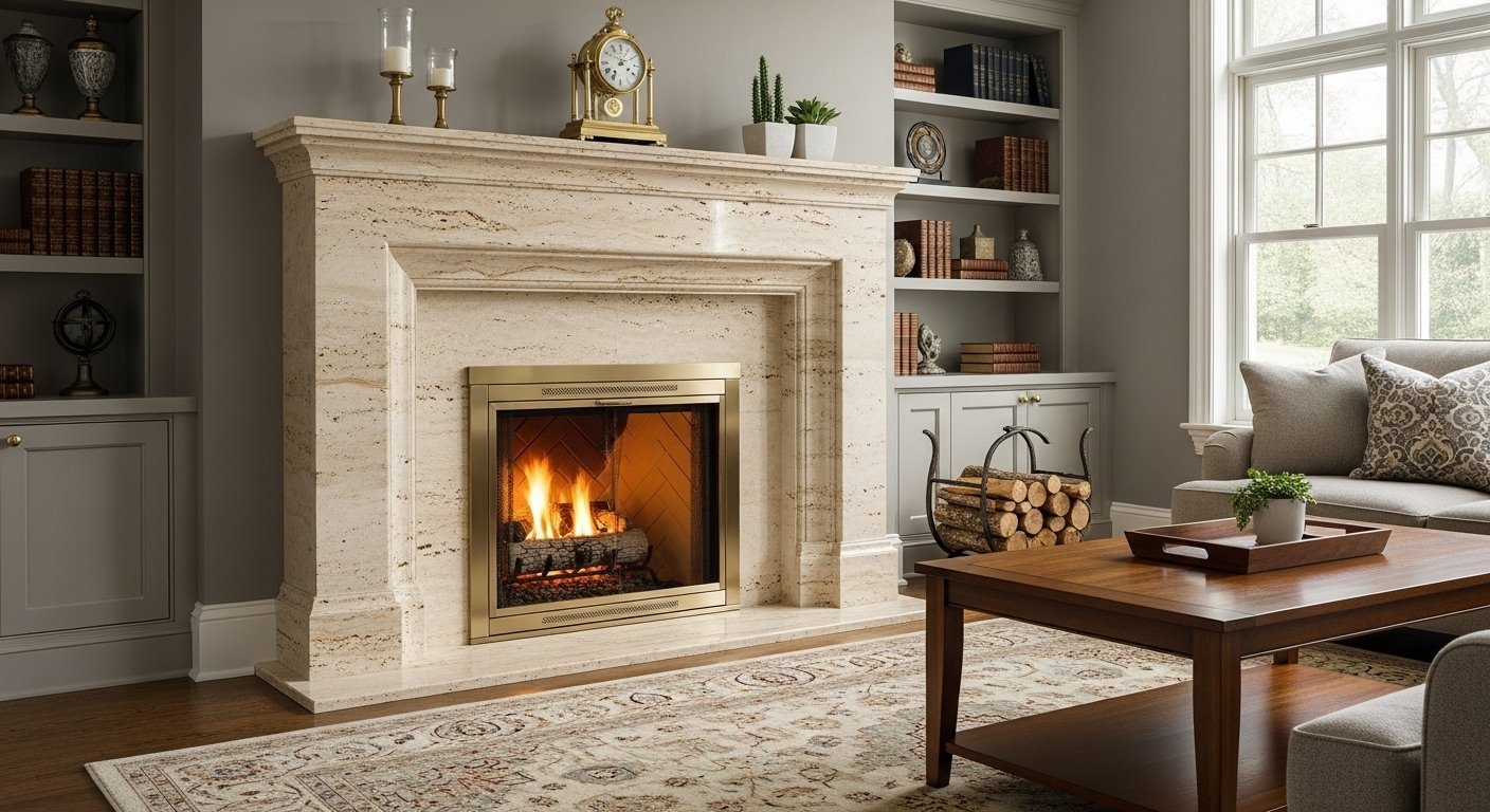 Traverten Mermer Şömine Modelleri