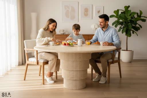 TRAVERTEN YEMEK MASASI