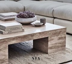 SIA SILVER- Doğal Gümüş Traverten Mermer Orta Sehpa