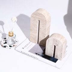 SIA- Doğal Traverten Mermer Kitap Tutucu