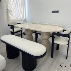 SIA DENGE- Traverten Mermer Yemek Masası