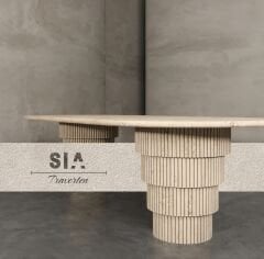 SIA LENY-Doğal Traverten Mermer Yemek Masası