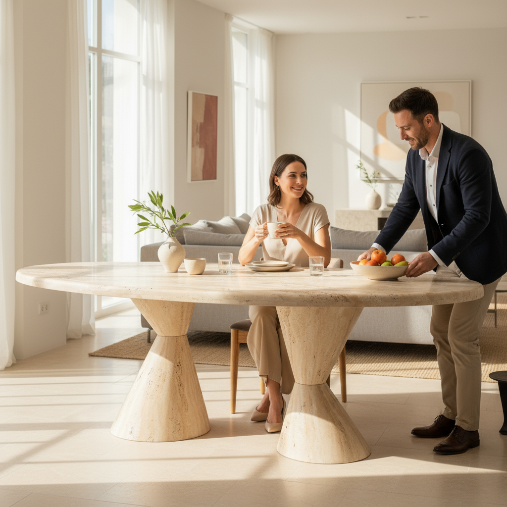 SIA-Doğal Traverten Yemek Masası