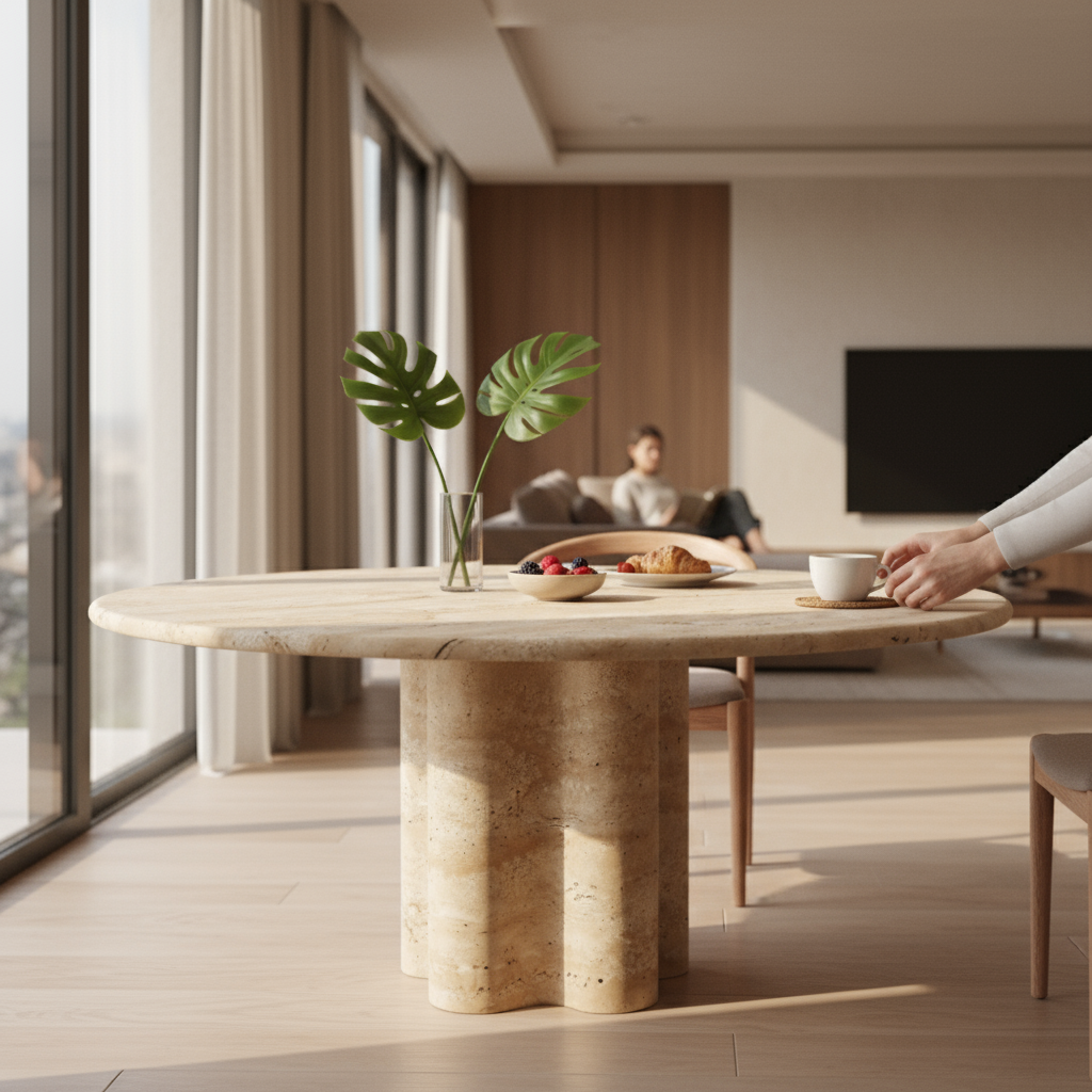 SIA-Doğal Traverten Yemek Masası