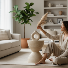 Doğal Traverten Yan Sehpa