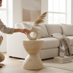 Doğal Traverten Yan Sehpa