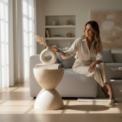 Doğal Traverten Yan Sehpa