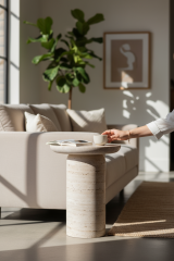 Doğal Traverten Yan Sehpa