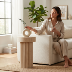 Doğal Traverten Yan Sehpa