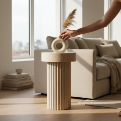 Doğal Traverten Yan Sehpa