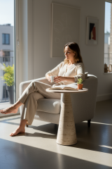 Doğal Traverten Yan Sehpa