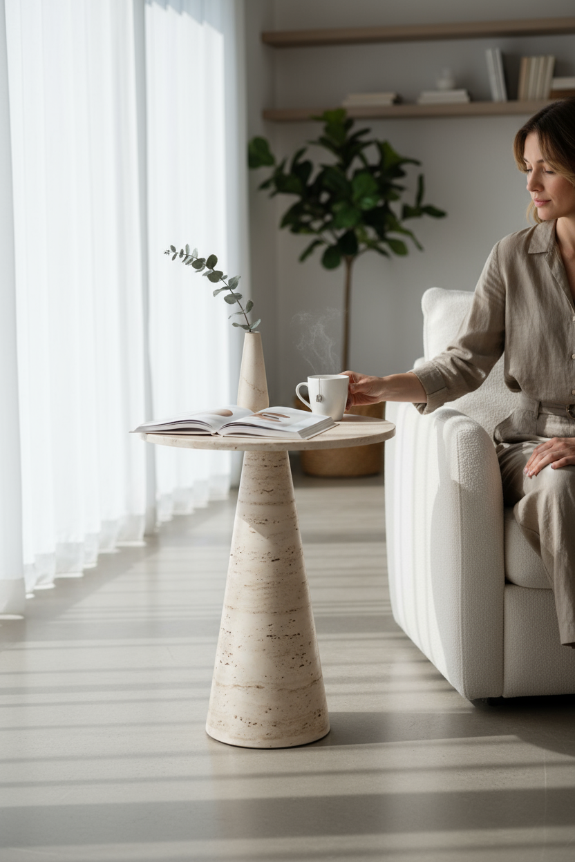 SIA-Doğal Traverten Yan Sehpa