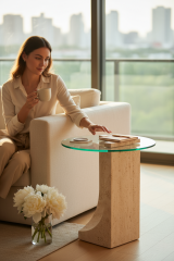 Doğal Traverten Yan Sehpa