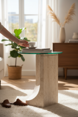 Doğal Traverten Yan Sehpa