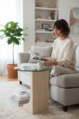 Doğal Traverten Yan Sehpa