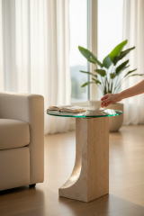 Doğal Traverten Yan Sehpa