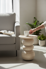 Doğal Traverten Yan Sehpa