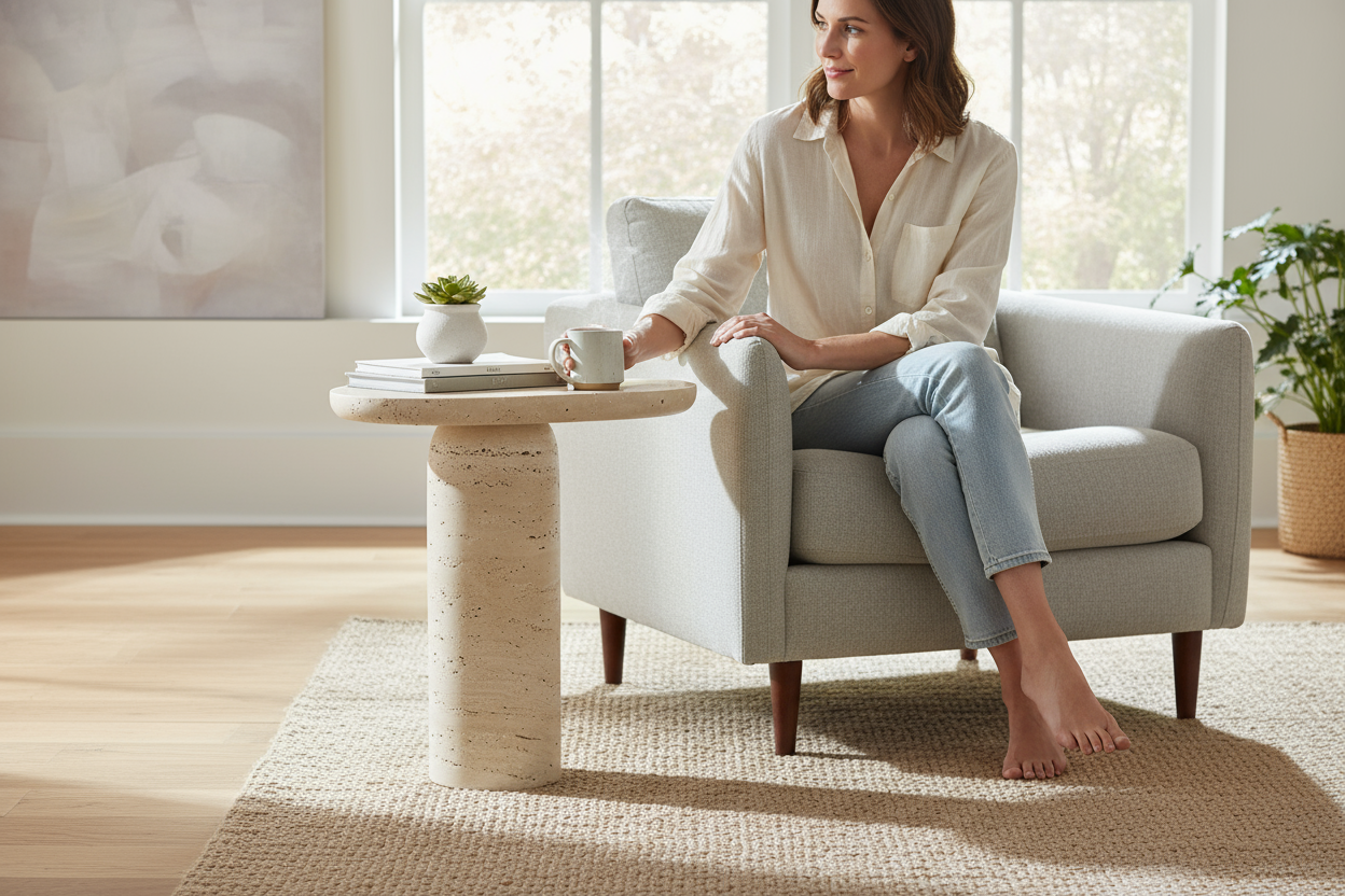 SIA-Doğal Traverten Yan Sehpa