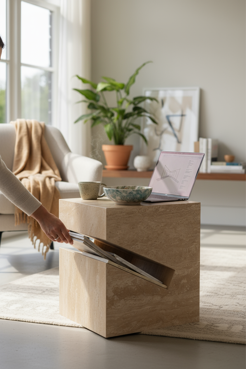 SIA-Doğal Traverten Komodin