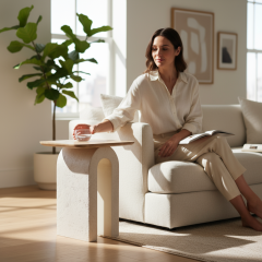 Doğal Traverten Yan Sehpa