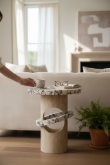 Doğal Calacatt-Traverten Yan Sehpa