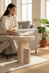 Doğal Traverten Yan Sehpa