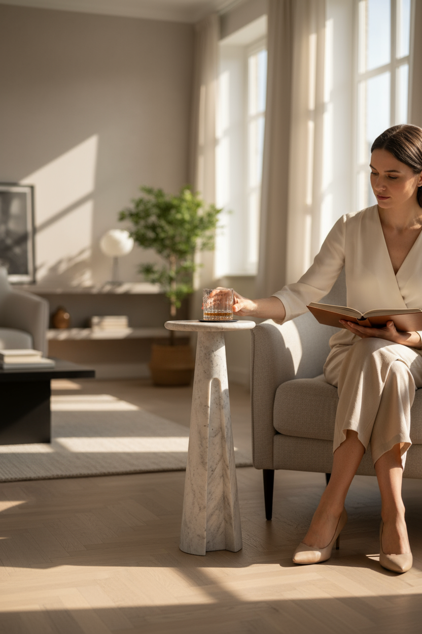 SIA-Doğal Traverten Yan Sehpa