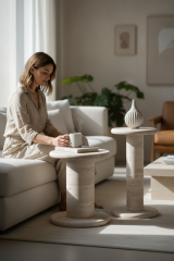 Doğal Traverten Yan Sehpa