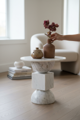 Doğal Mermer Yan Sehpa