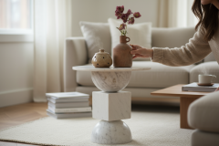 Doğal Mermer Yan Sehpa