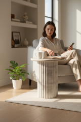 Doğal Mermer Calacatta Yan Sehpa