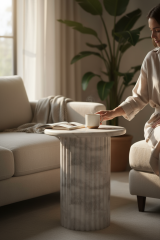 Doğal Mermer Calacatta Yan Sehpa