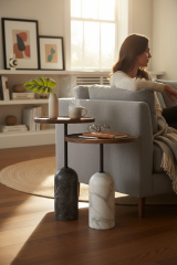 Doğal Mermer Yan Sehpa