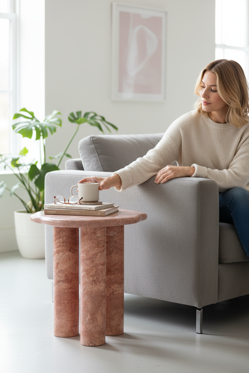 SIA-Doğal Mermer Yan Sehpa