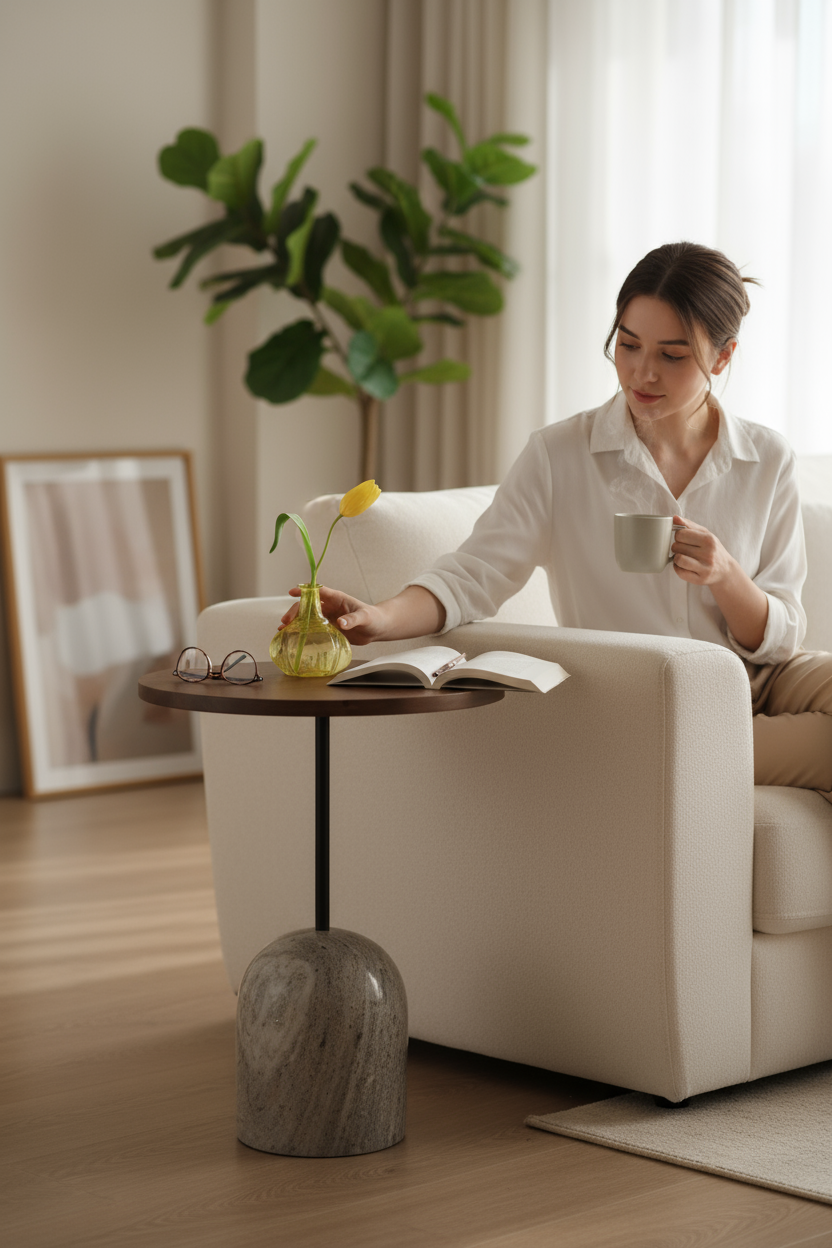 SIA-Doğal Mermer Yan Sehpa