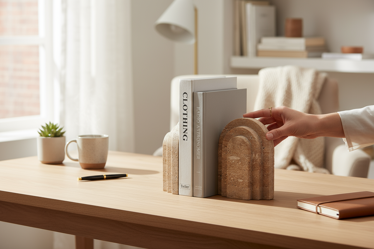 SIA-Doğal Traverten Kitap Tutucu