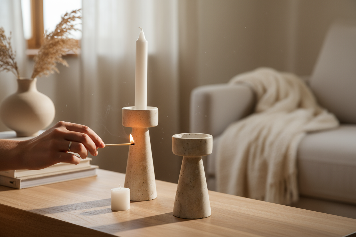 SIA-Doğal Traverten Mumluk