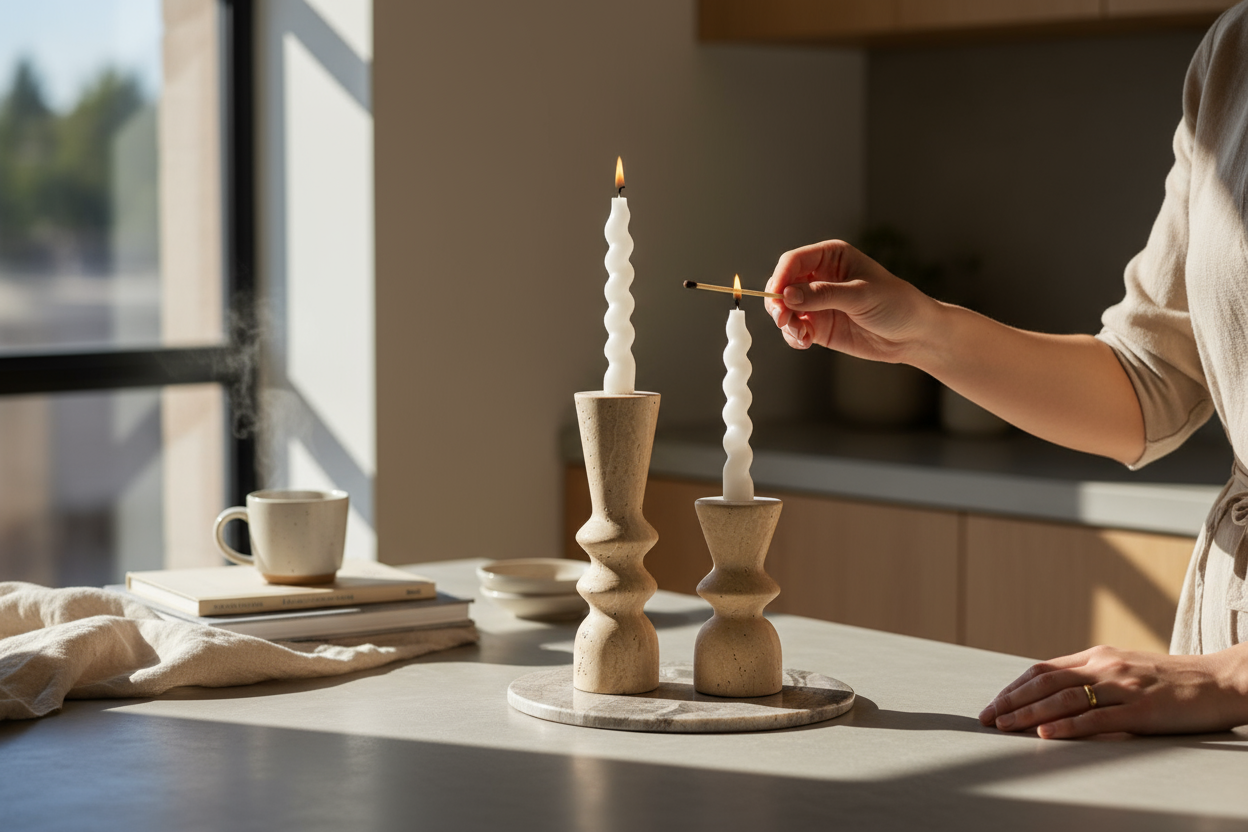 SIA-Doğal Traverten Mumluk