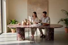 Doğal Mermer Rosso Levanto Yemek Masası SH21