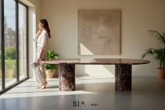 Doğal Mermer Rosso Levanto Yemek Masası SH21