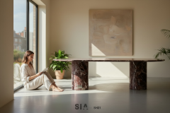 Doğal Mermer Rosso Levanto Yemek Masası SH21