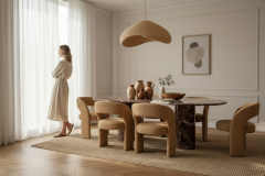 Doğal Mermer Rosso Levanto Yemek Masası SH21