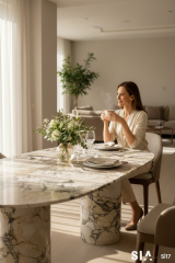 Doğal Mermer Calacatta Viola Yemek Masası SI17