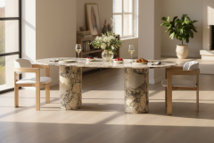 Doğal Mermer Calacatta Viola Yemek Masası SI17