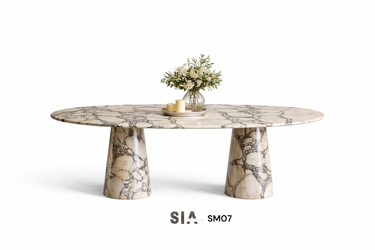 Doğal Mermer Calacatta Viola Yemek Masası SM07