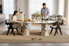 Doğal Mermer Calacatta Viola Yemek Masası SM07