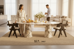 Doğal Mermer Calacatta Viola Yemek Masası SM07