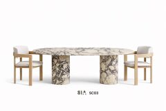 Doğal Mermer Calacatta Viola Yemek Masası SC03