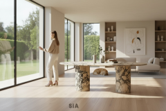 Doğal Mermer Calacatta Viola Yemek Masası SC03