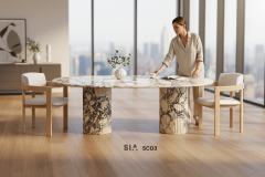 Doğal Mermer Calacatta Viola Yemek Masası SC03